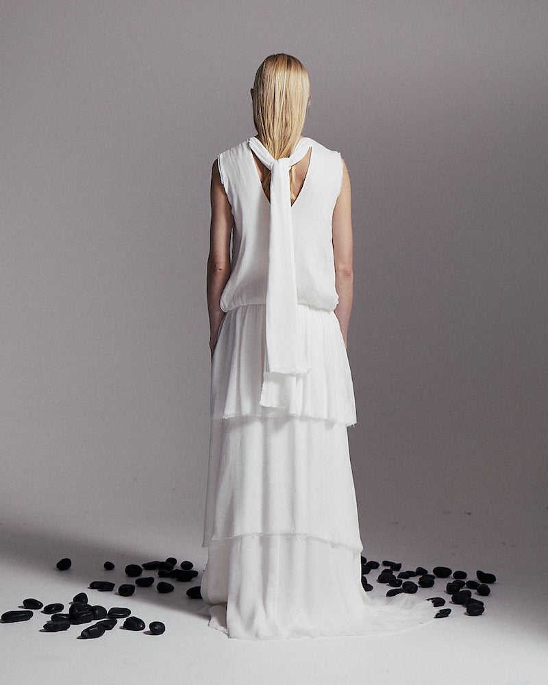 CLOUD triple layer silk chiffon gown