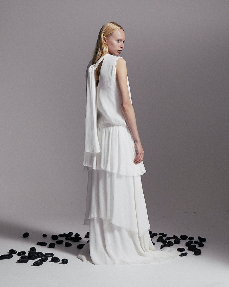 CLOUD triple layer silk chiffon gown