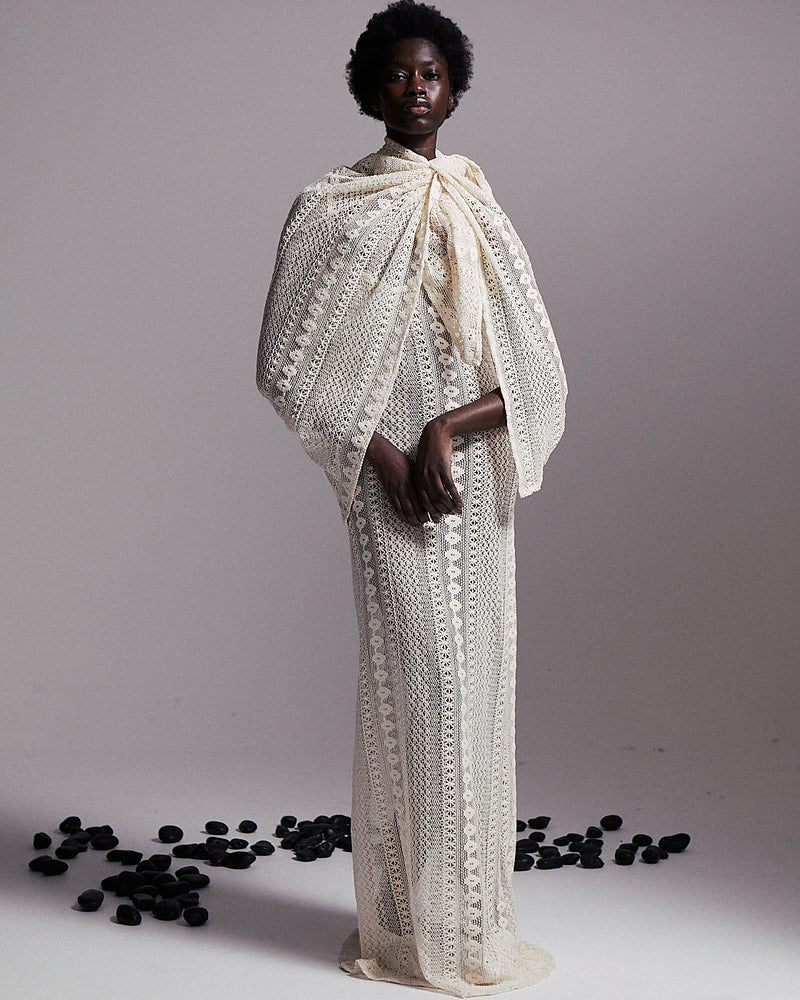 NOVA slip dress with scarf detail in crochet