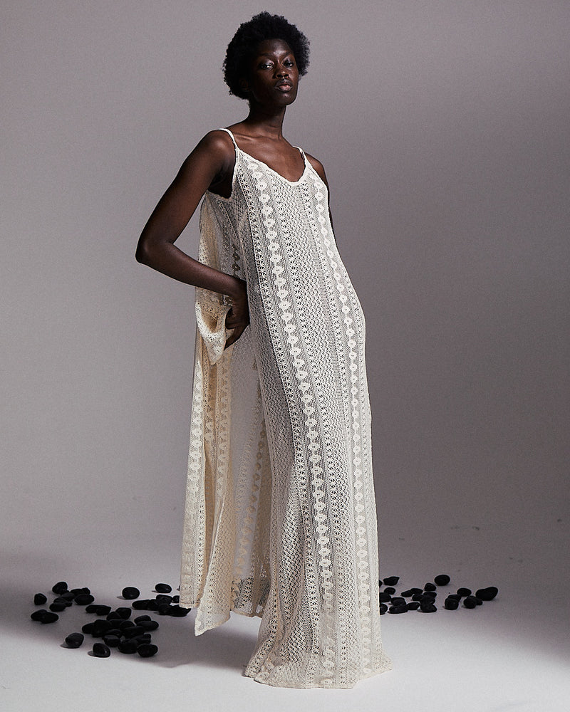 NOVA slip dress with scarf detail in crochet