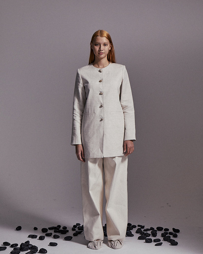OSLO pebble button jacket in linen