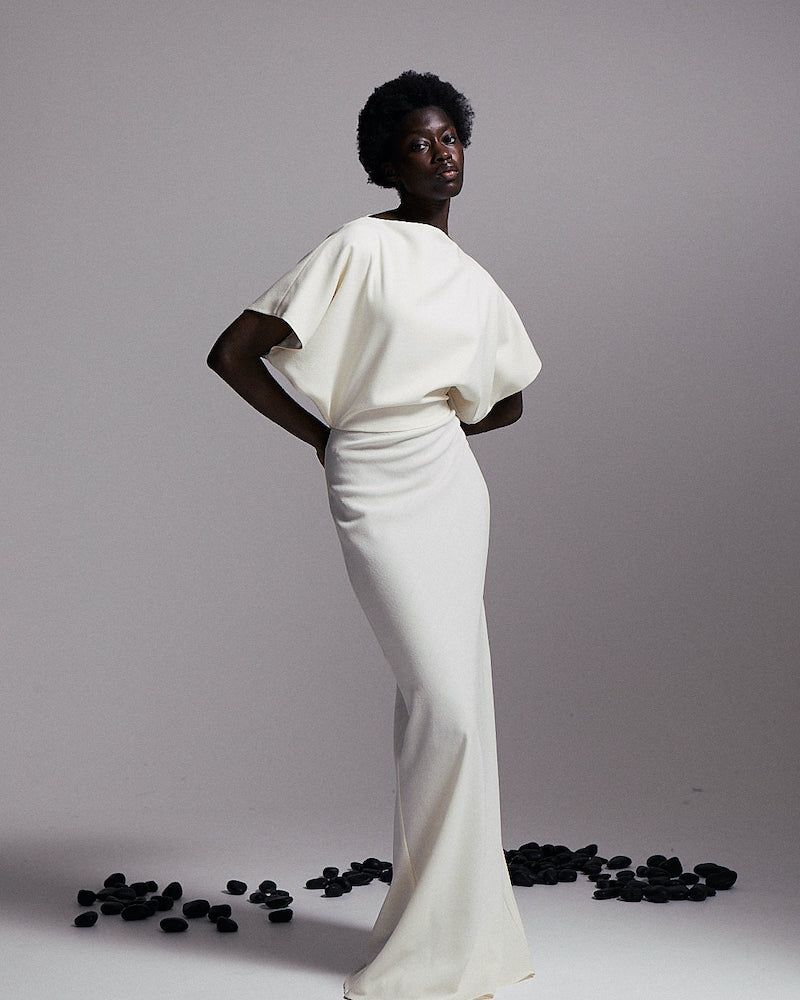 OLYMPIA drape detail gown
