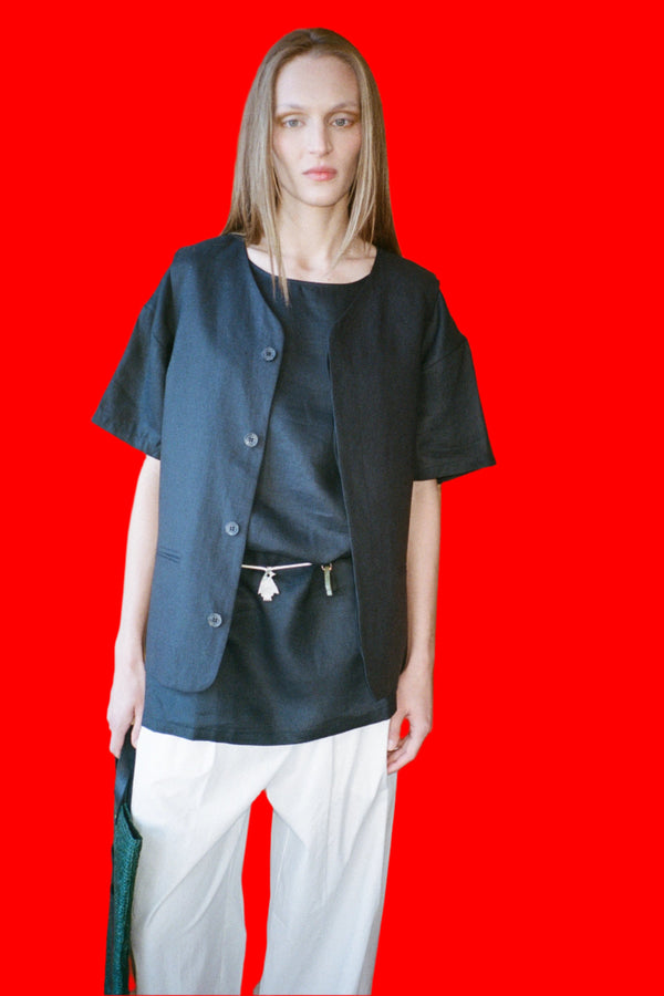 Vest II - Black Linen - UNISEX $410