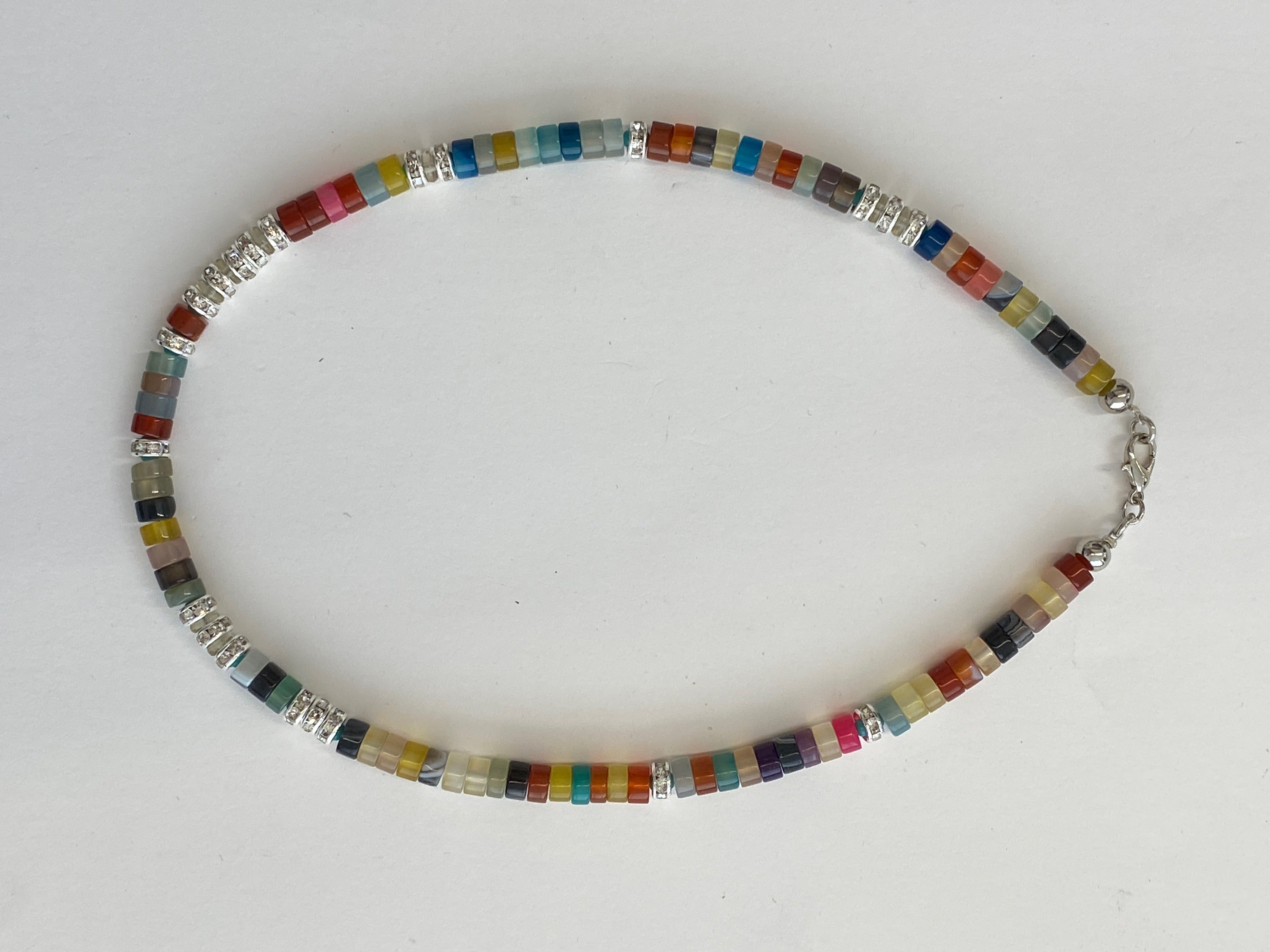 MULTI COLOUR BEADS AND CRYSTAL NECKLACE