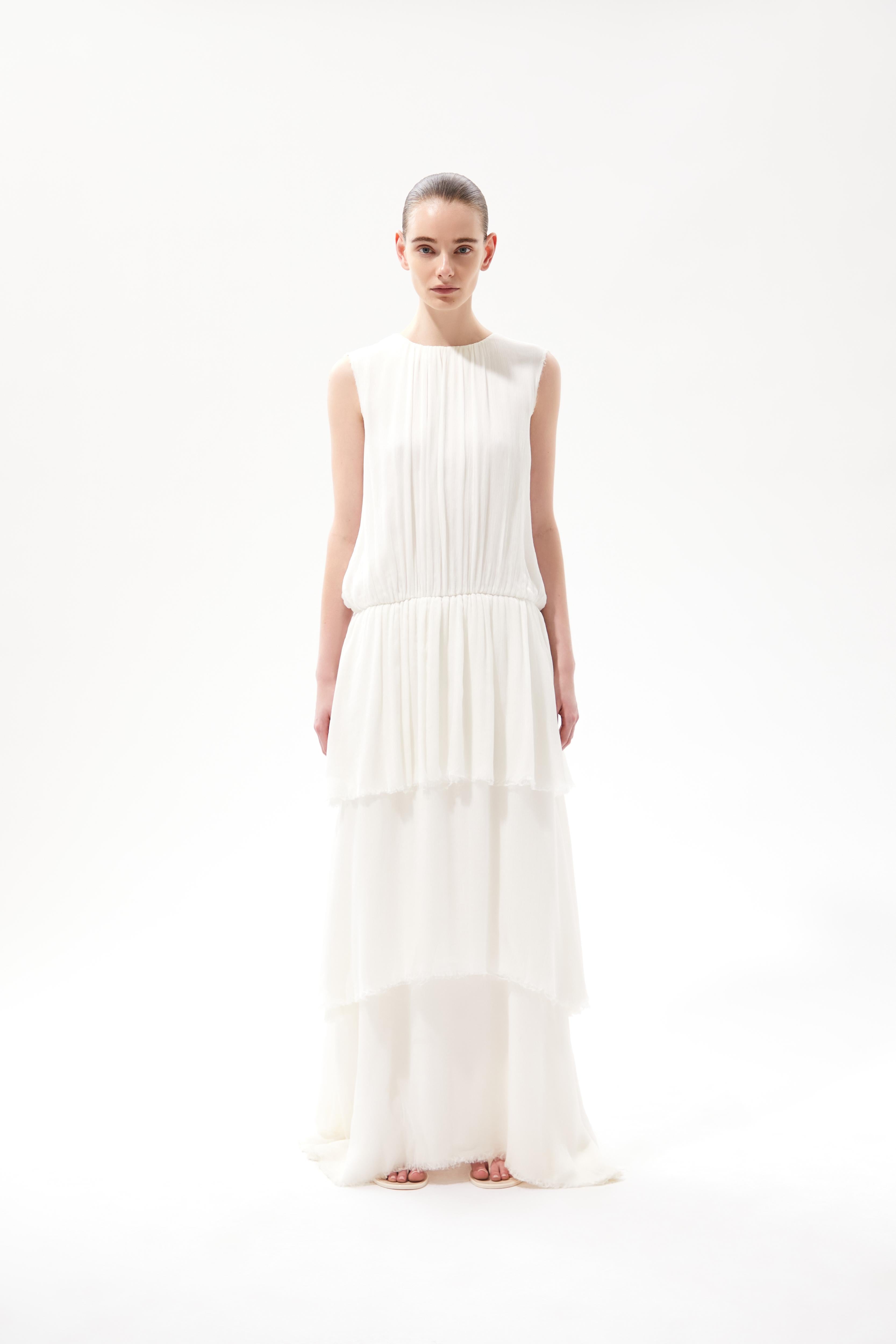 CLOUD triple layer silk chiffon gown